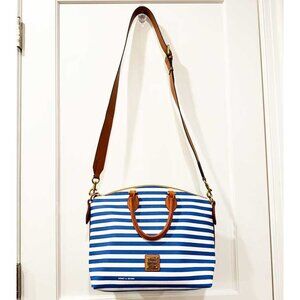 Dooney & Bourke Sullivan Domed Zip Satchel Purse in blue and white stripes